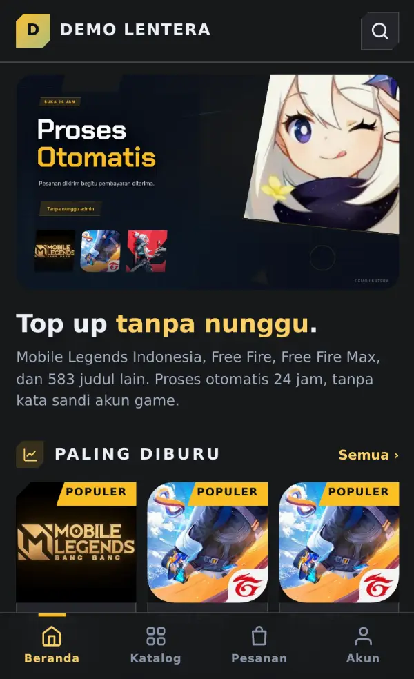 Pratinjau Template 12 — Lentera di layar HP