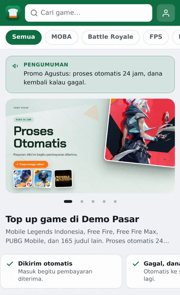 Pratinjau Template 6 — Pasar di layar HP