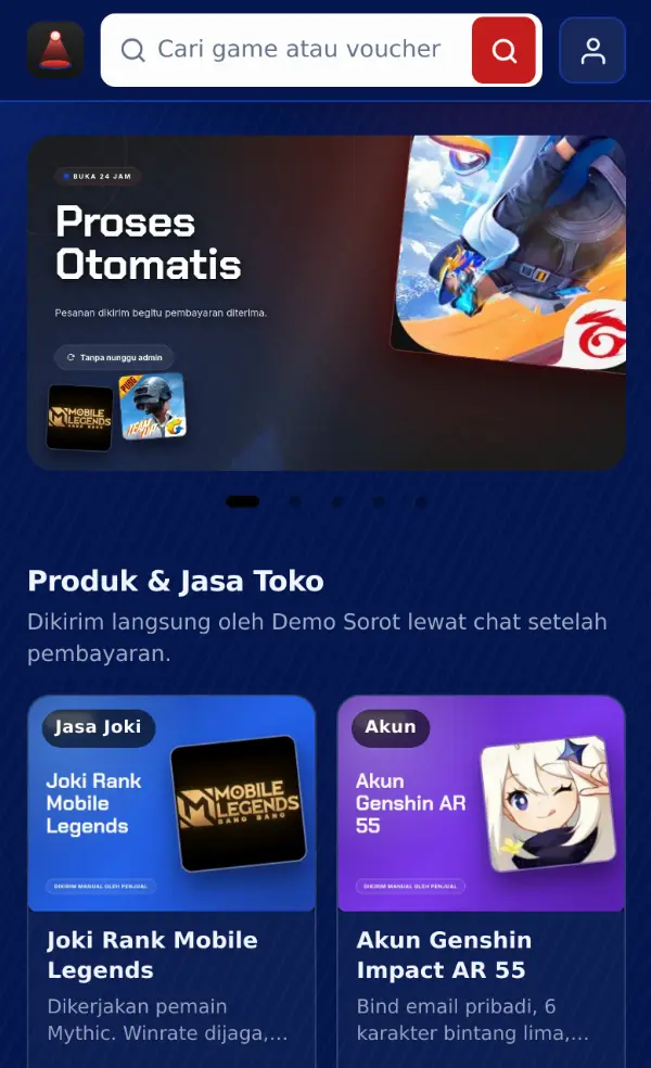 Pratinjau Template 8 — Sorot di layar HP