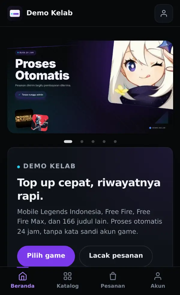 Pratinjau Template 9 — Kelab di layar HP
